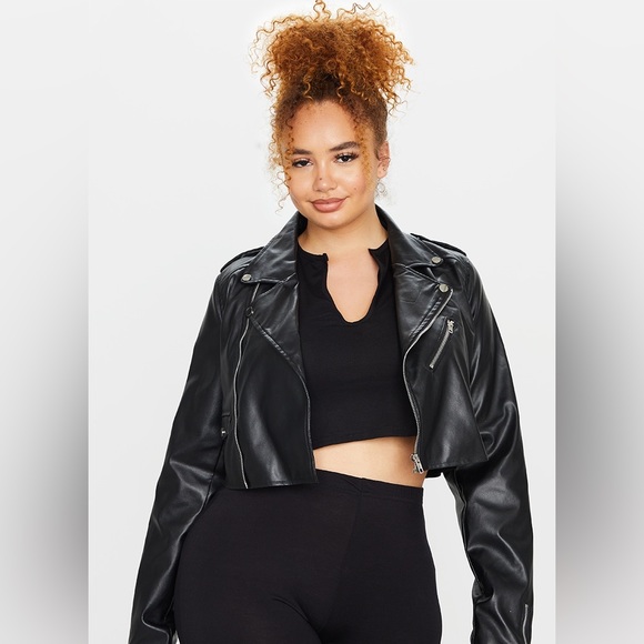 Cropped Faux Leather Jacket - Picture 1 of 14